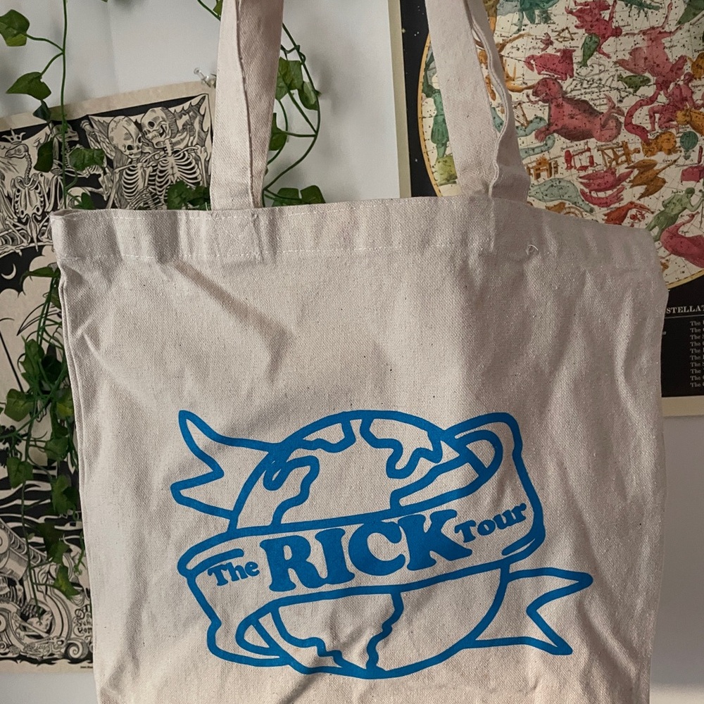 Rick Tour Canvas Tote Bag with Blue Print